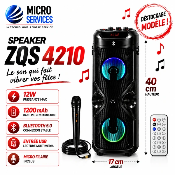 Haut parleur ZQS4210 Speaker BT Avec micro Noir