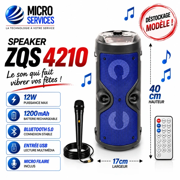 Haut parleur ZQS4210 Speaker BT Avec micro Bleu