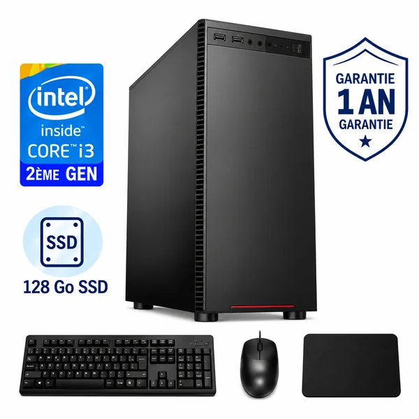 Unité centrale FPMAX Intel Core i3 2ᵉ génération – SSD 128 Go -Ram 4Go