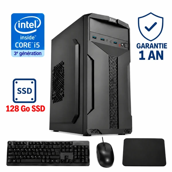 Unité centrale Enter Intel Core i5 3ᵉ génération – SSD 128Go -Ram 4Go