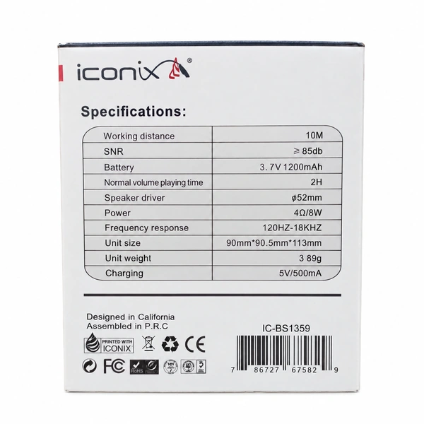HAUT-PARLEUR ICONIX SANS FIL IC-BS1359 Noir, photo 2 sur 2