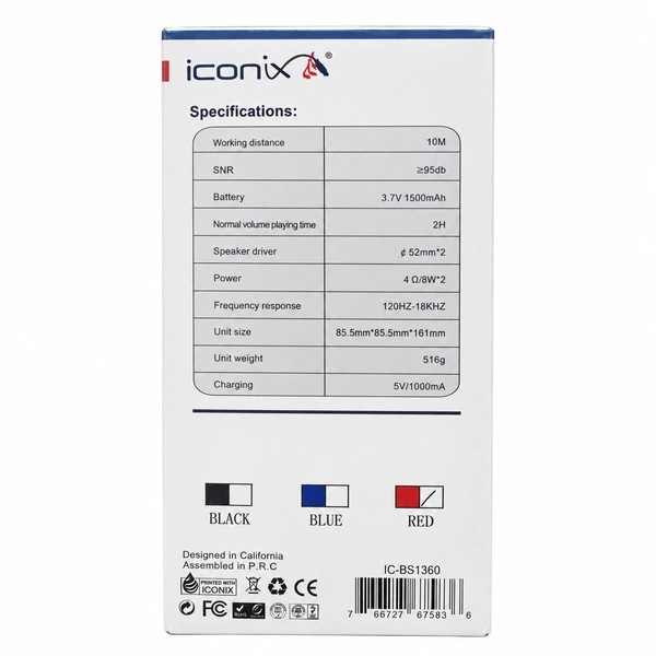 HAUT-PARLEUR ICONIX SANS FIL IC-BS1360 16w Noir, photo 2 sur 2
